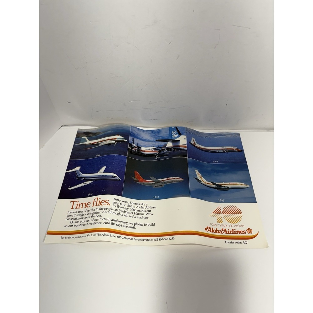 ALOHA AIRLINES RARE 40 Years Boeing Hawaii Retro Poster 11x17" Planes 1946-1986